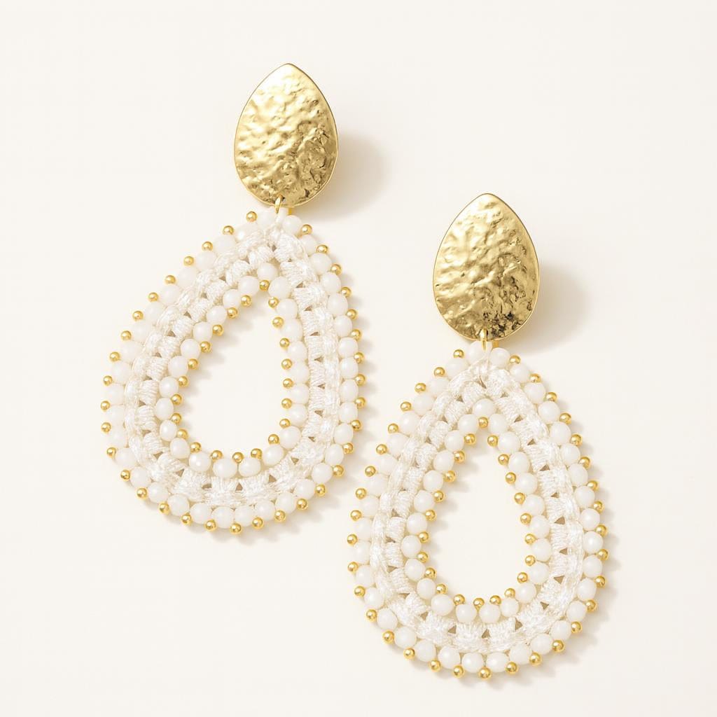  Boucle doreille perle goutte deau