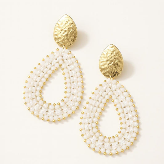  Boucle doreille perle goutte deau