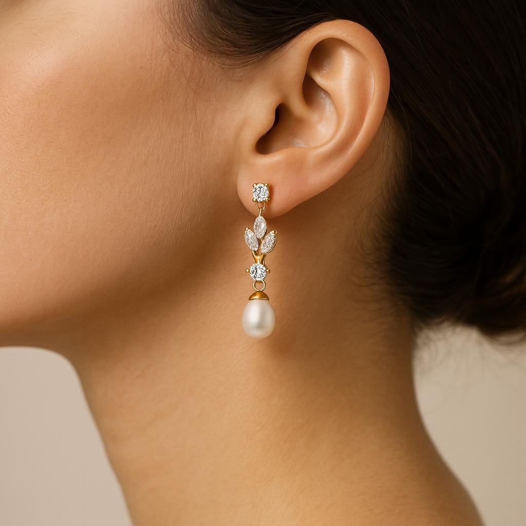  Boucle doreille perle pendante