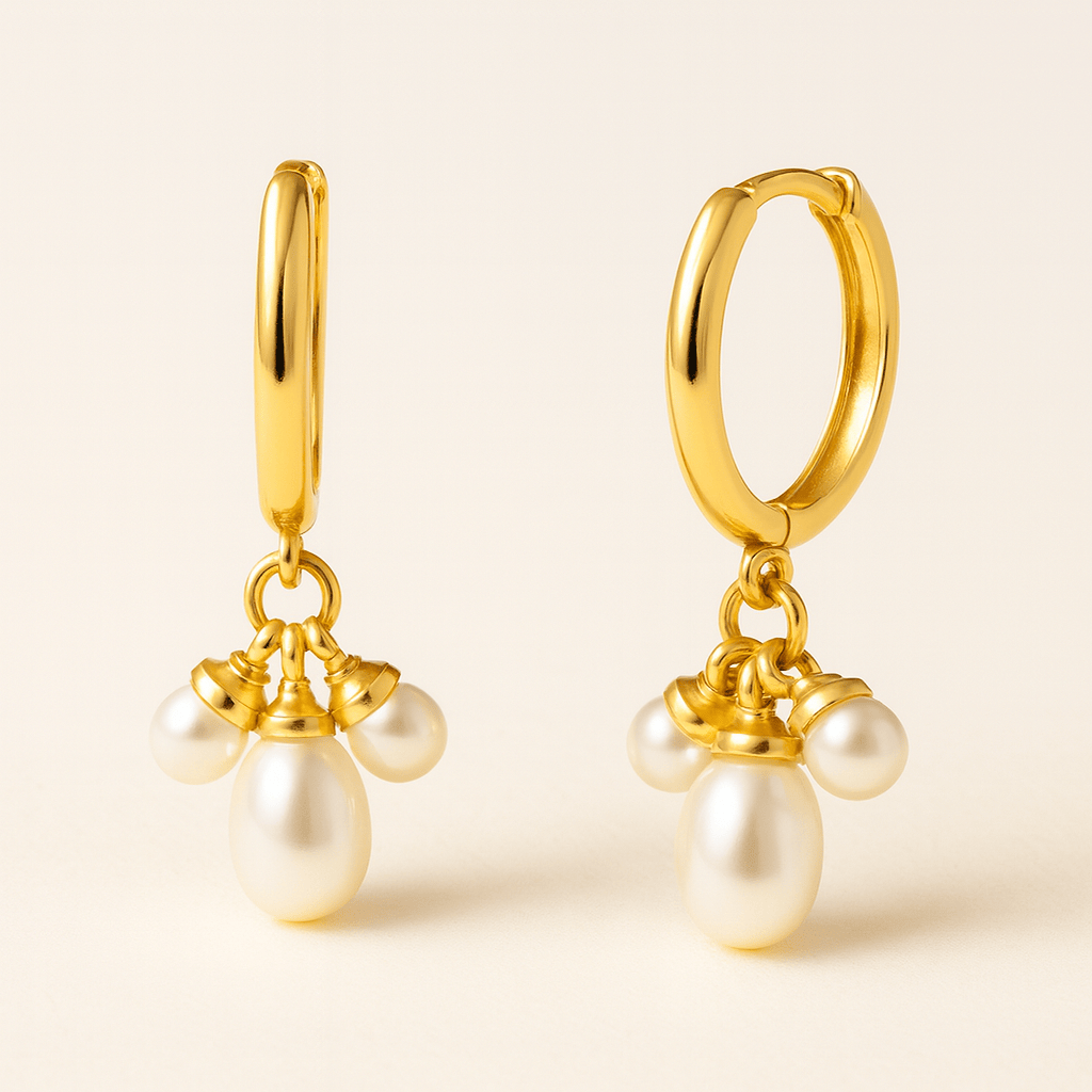  Boucle doreille perle pendante or