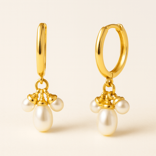  Boucle doreille perle pendante or