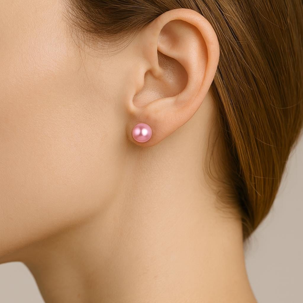  Boucle doreille perle rose