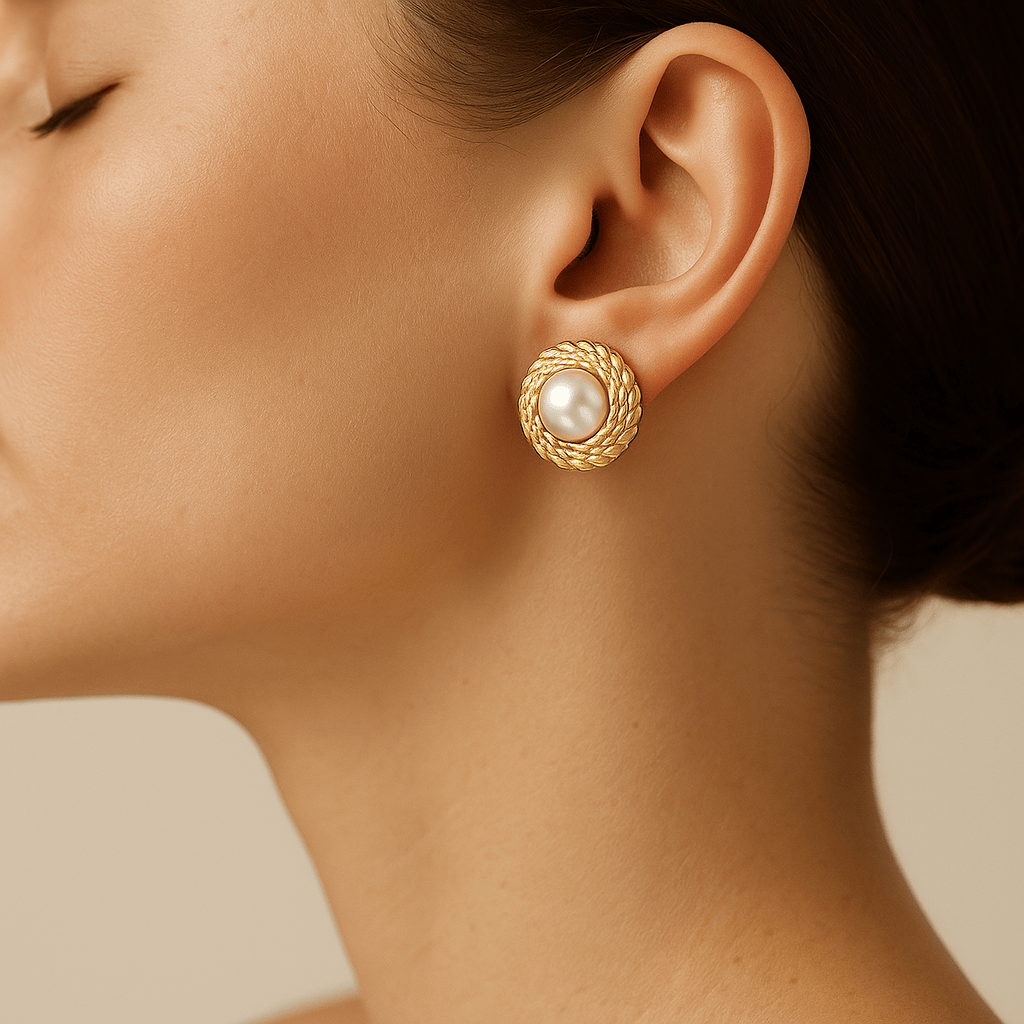  Boucle doreille ronde perle