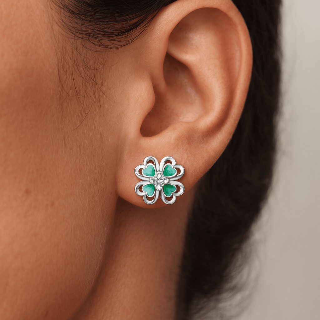  Boucle doreille trefle