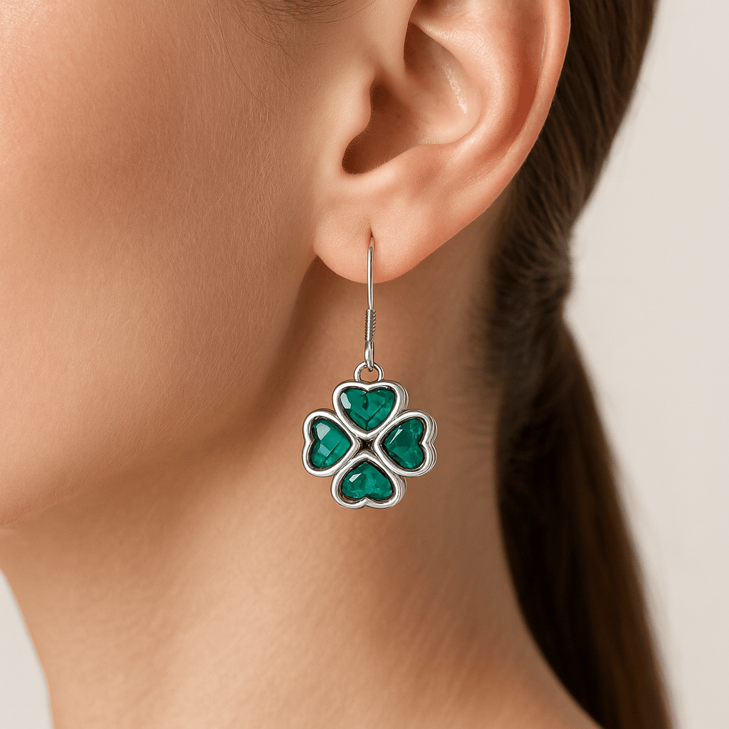  Boucle doreille trefle argent