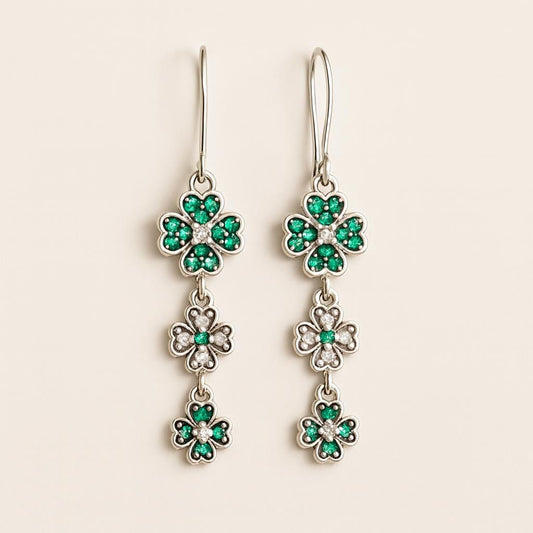  Boucle doreille trefle pendante