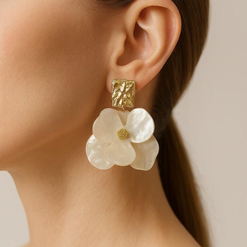  Boucles doreille fleurs resine