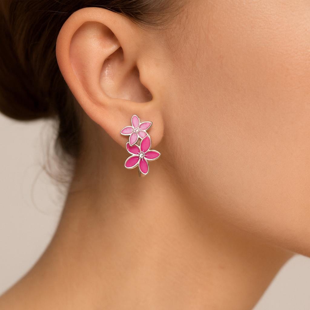  Boucles doreilles fleurs roses