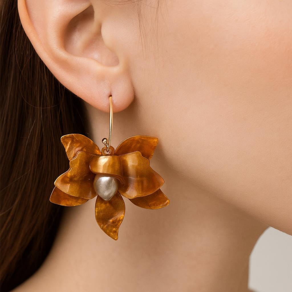 fleur en resine pour  Boucle d oreille